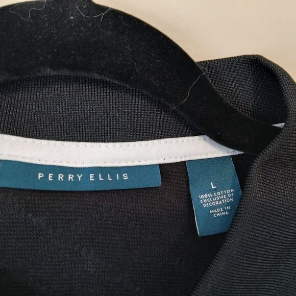 Perry Ellis Short Sleeve Knit Polo Golf Shirt Black Size Large - Picture 5 of 5